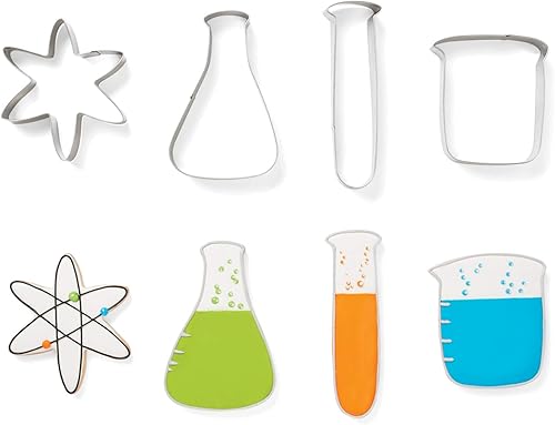 Miniatura 3 de Fox Run Juego de cortadores de galletas científicas, cortador de galletas de laboratorio de química, juego de 4