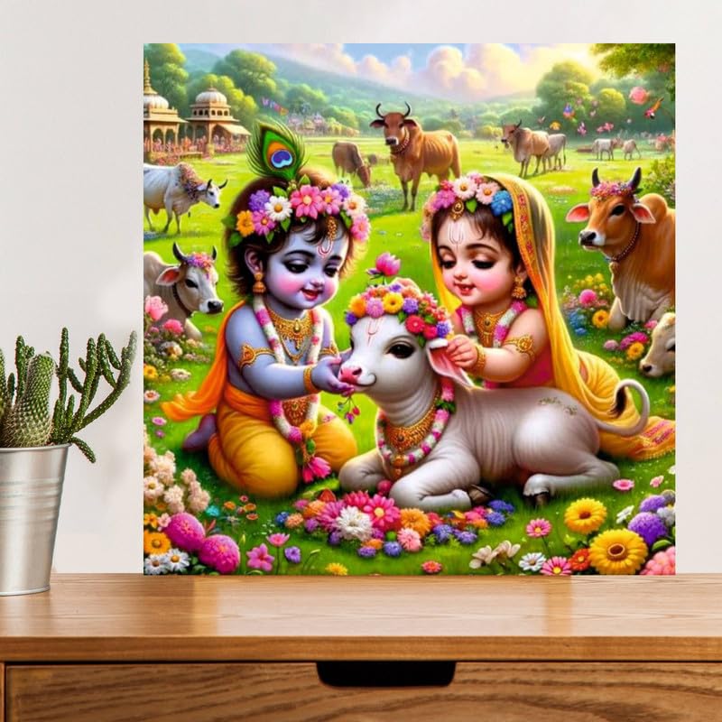 Image of British Terminal Cute little Bal Gopal Baby God Krishna| Kanha Ji | Laddu Lord Makhan Chor Painting Religious Poster for Pregnant Women for wall (matt thin vinyl,sticker,multicolor,unframed)| bj437