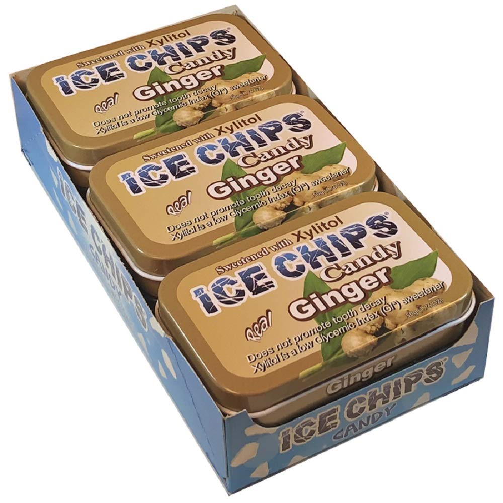 ICE CHIPS Xylitol Candy Tins (Ginger, 6 Pack); Includes