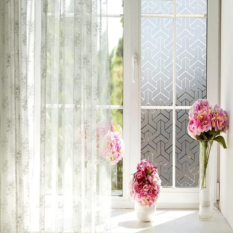 Image of Frosted Privacy Window Film - Static Cling Glass Sticker | No Glue /Privacy Protection /UV Light Filter | Decorative Opaque Cover for Bathroom, Sliding Door, Office || (24 X 84 | INCH)