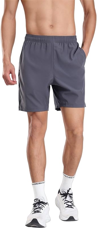 Gym Shorts Men Loose-Fit Quick Dry Lightweight Running Workout Athletic Casual Shorts with Pockets