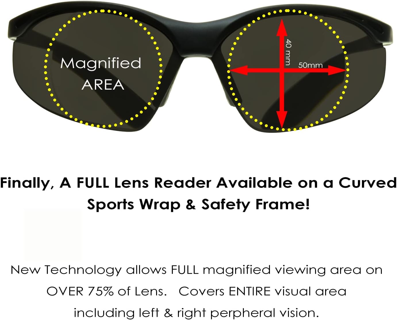 proSPORT Full Lens Reader Safety Glasses Clear or Smoke Sport Wraparound Curve NOT BIFOCAL