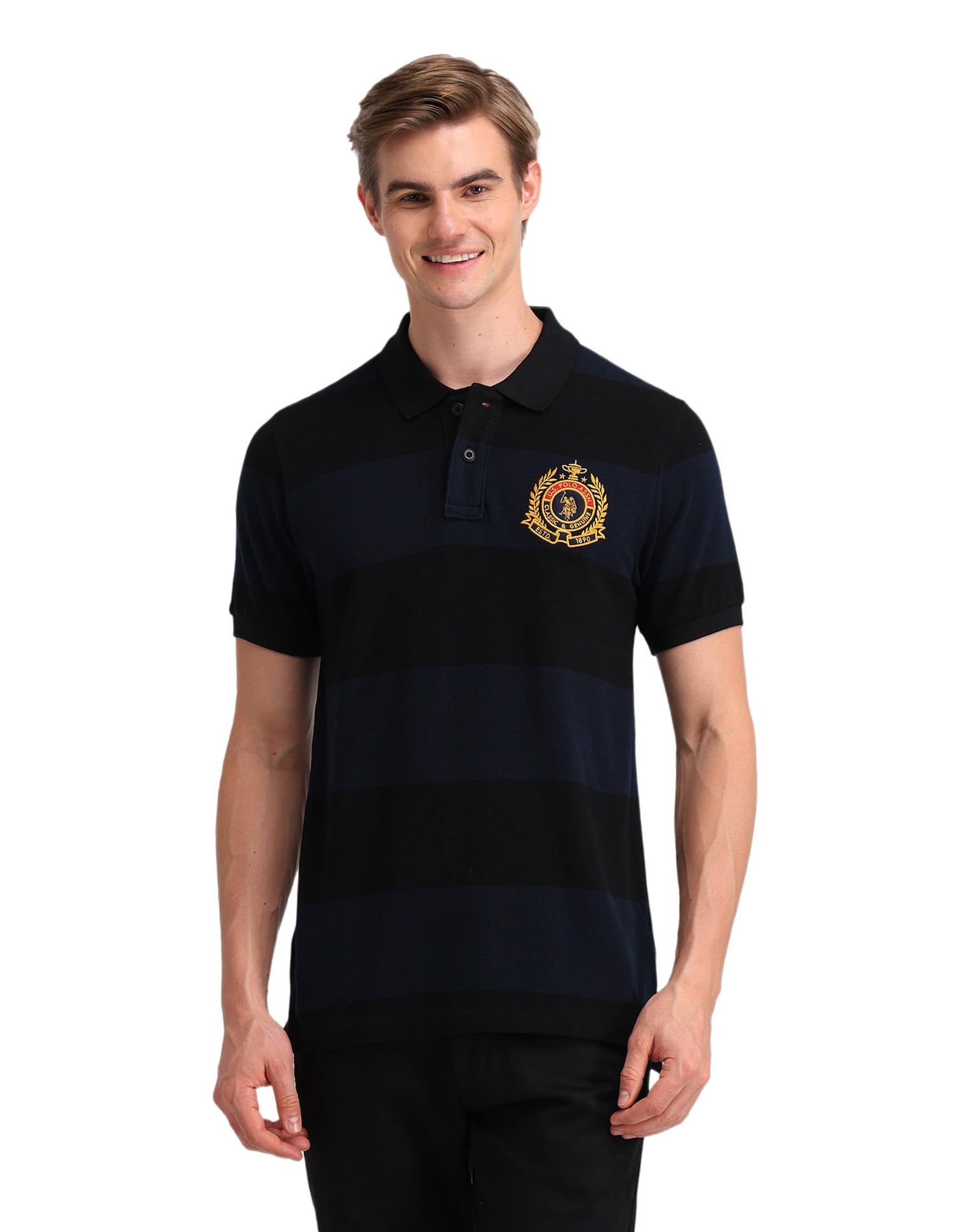 u.s. polo assn. Men Cotton Striped Slim Fit Polo Shirt-picture-35