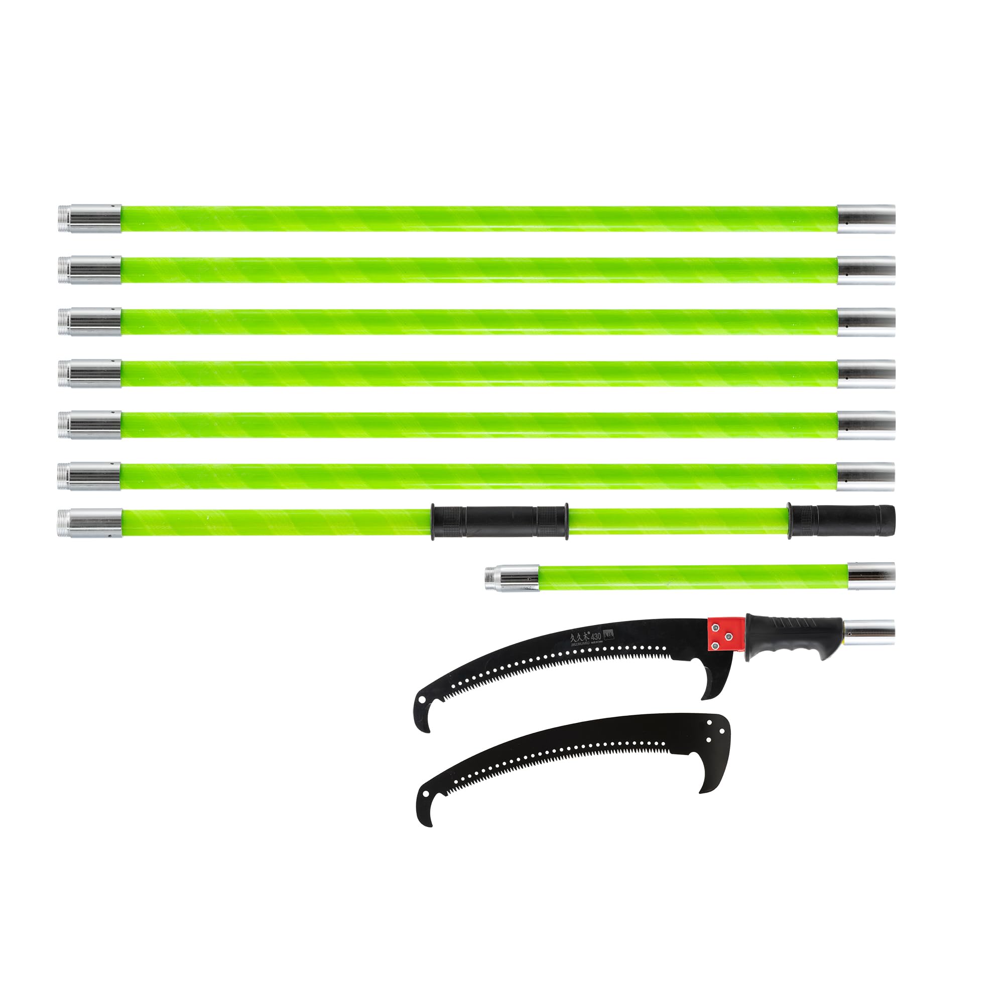 Scie télescopique de 8 m - Scie à élaguer avec manche télescopique en fibre de verre, scie de jardin et sécateur en acier au carbone, scie à élaguer pour branches hautes avec sac