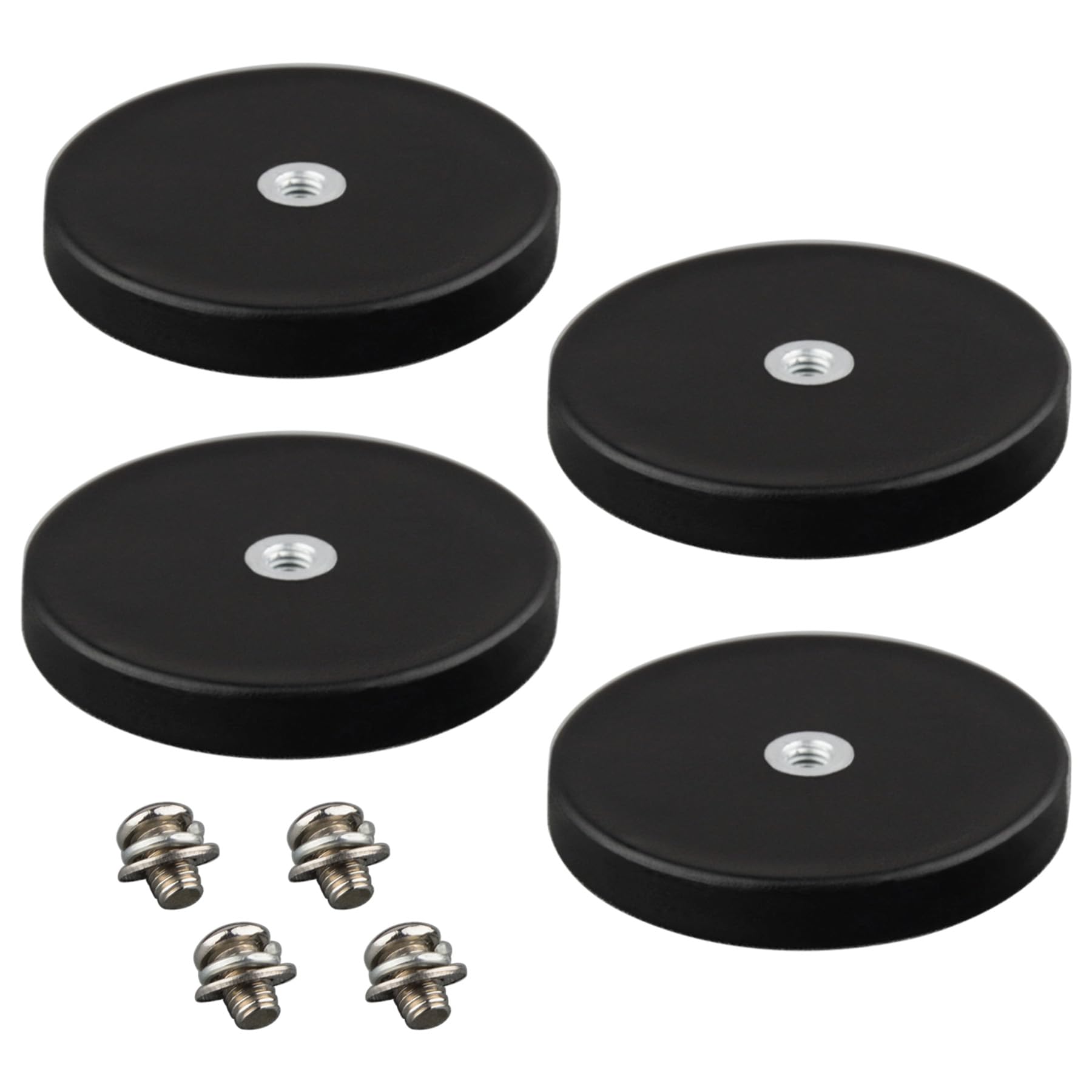 MUTUACTOR Neodymium Rubber Coated Magnets,4PCS Anti-Slip Magnetic Mounts Magnet with M4 Female Threaded Stud,20lbs Rare Earth Magnets for Tractor