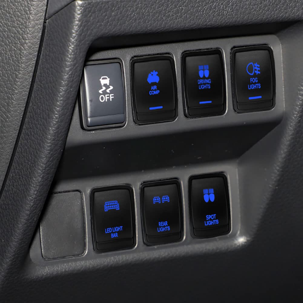Blue Led Light Bar Push Button Switch with Wiring Connector for Nissan X-Trail Qashqai Navara NP300 Pathfinder (30 mm x 23 mm) image 5
