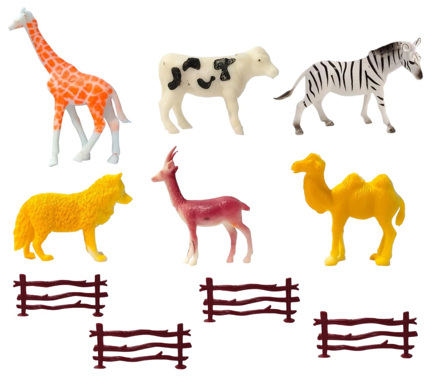 Amitasha 6PC Domestic Wild Animal Toys for Kids 2 Years Farm Animal Figurine Educational Play Set for Boys Girls Fun Learning Pre School Gift