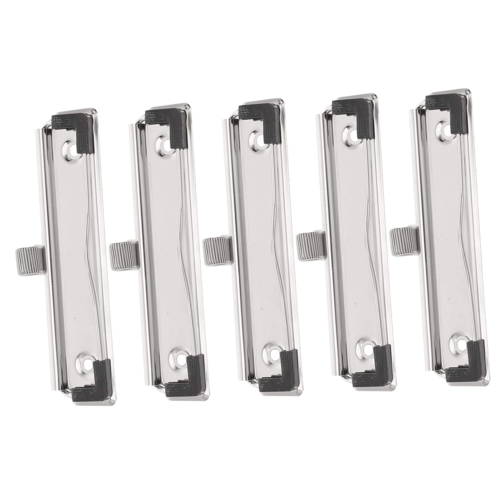 Clip per Portablocco Mini in Metallo 5 Pezzi Argento | Fissaggio Viti, Set Accessori Scrivania Ufficio, Uso per Scuola e Casa