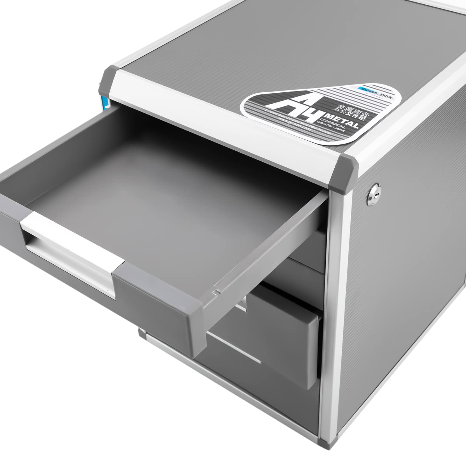 Metall Schubladenbox 5 Schubladen - Dokumenten Aufbewahrung Ablagebox Schreibtisch Organizer für Dokumente und Bürobedarf (Grau)
