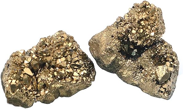 Namvo 2pcs Natural Pyrite Stone and Minerals Natural Crystal Quartz Stone for Divination Chakra Energy Healing Stones