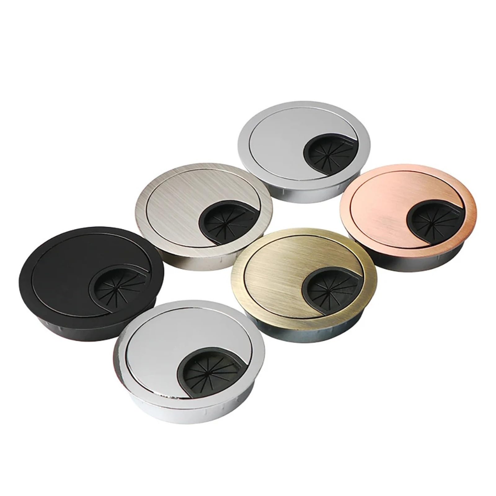 Zinc Alloy Desk Cable Grommet 50/53/60/80mm Round Wire Hole Cover for Computer Table Office(Red Bronze,60mm)