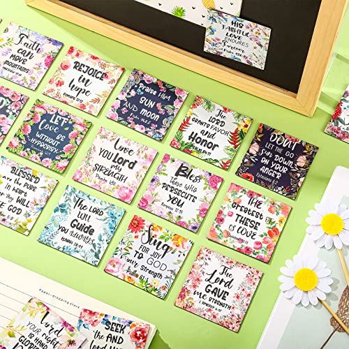 Kingdder 30 Pieces Inspirational Christian Magnets Bible Verses Refrigerator Magnets Floral Religious Motivational Fridge Magnet With Full Scripture For Gifts Locker Office Supplies #TOP4