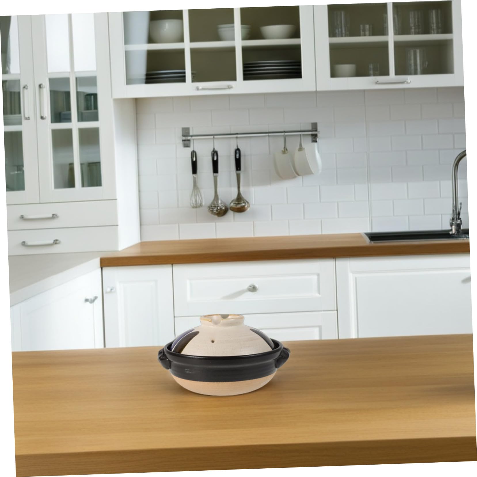 Toyvian Pentola in Terracotta Giapponese Vintage con Doppia Maniglia, Resistente ad Alte Temperature, Versatile per Cucinare Riso e Pasti in Famiglia