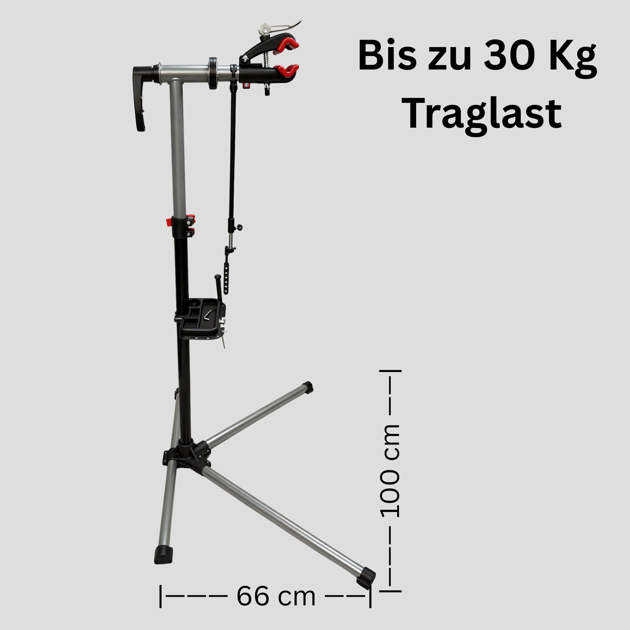 Generisch Fahrradmontageständer bis 30kg – Stabiler Reparaturständer für E-Bike, MTB & Rennrad | Höhenverstellbar 109-180cm, 360° Drehklemme & Magnet-Ablage | Inkl. Werkzeug