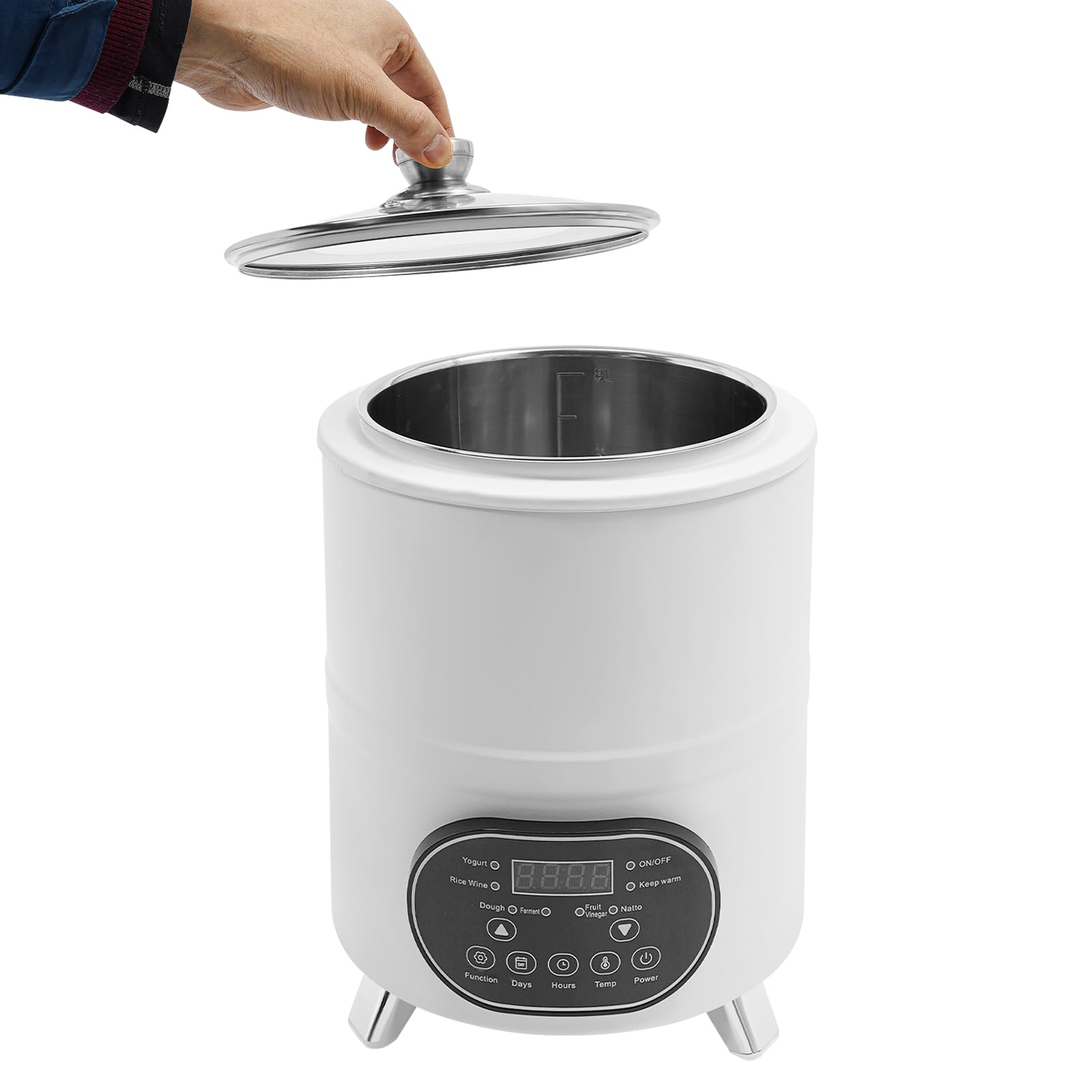Máquina de yogur, máquina automática de yogur con temperaturas y temporizador, máquina inteligente de yogur de 8 litros, rango de temperatura ajustable de 25 a 80 °C, para vinagre de fruta, yogur