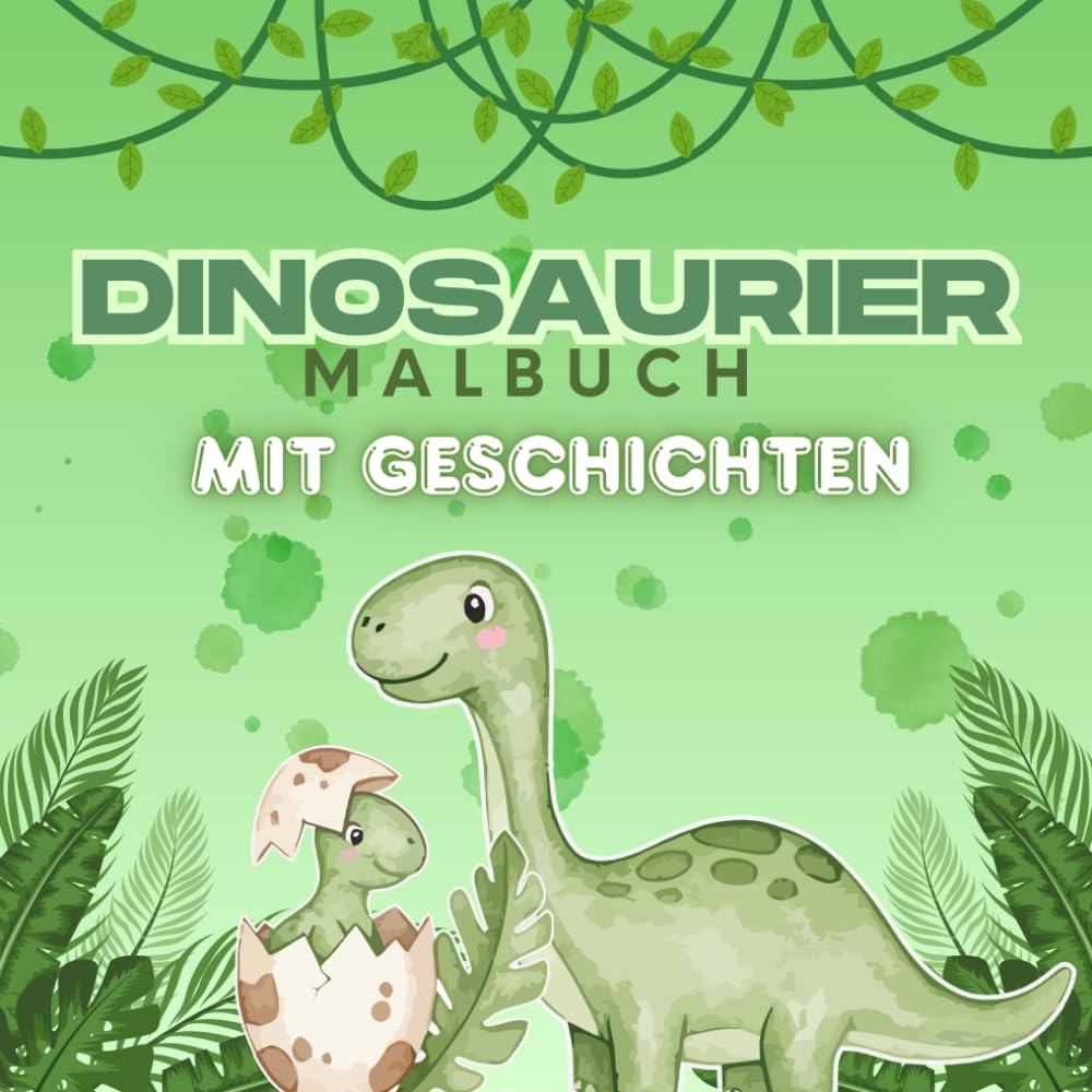 Dinosaurier Malbuch mit spannenden Geschichten: Ab 3 Jahren
