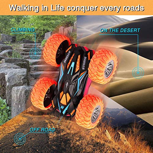 Image of MSLAN Cyclone Mini Remote Control Car for Kids - Double Sided Fast Off Road Stunt Mini RC Cars for Boys and Girls, RC Flip Car