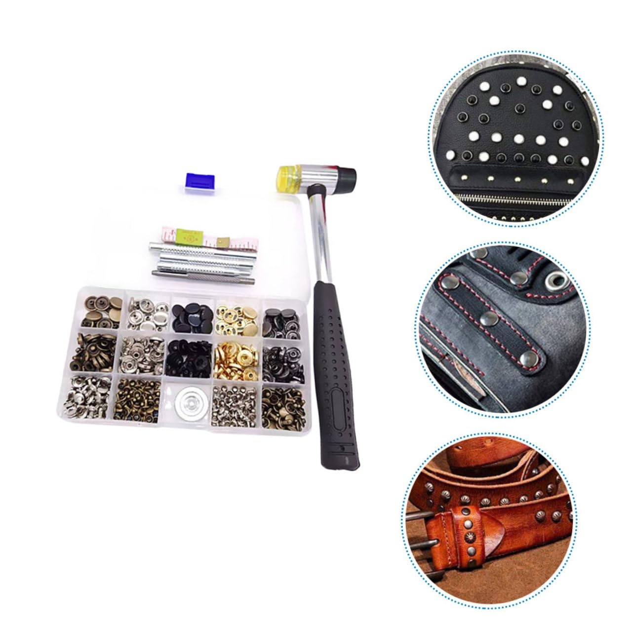 DIYEAH Bottoni Automatici in Ottone 12, 5mm 50 Set con Utensile | Cappotto e Tessuto, Superficie Liscia e Forma Tonda, Adatti a Progetti Artigianali e Lavori di Dettaglio