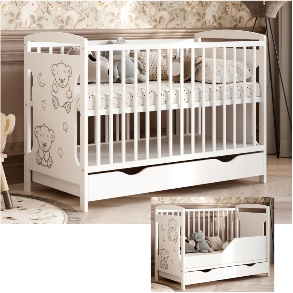 Generisch Kinderbett Ted 60x120cm inkl. Schublade & Umbaukit (ohne Matratze)