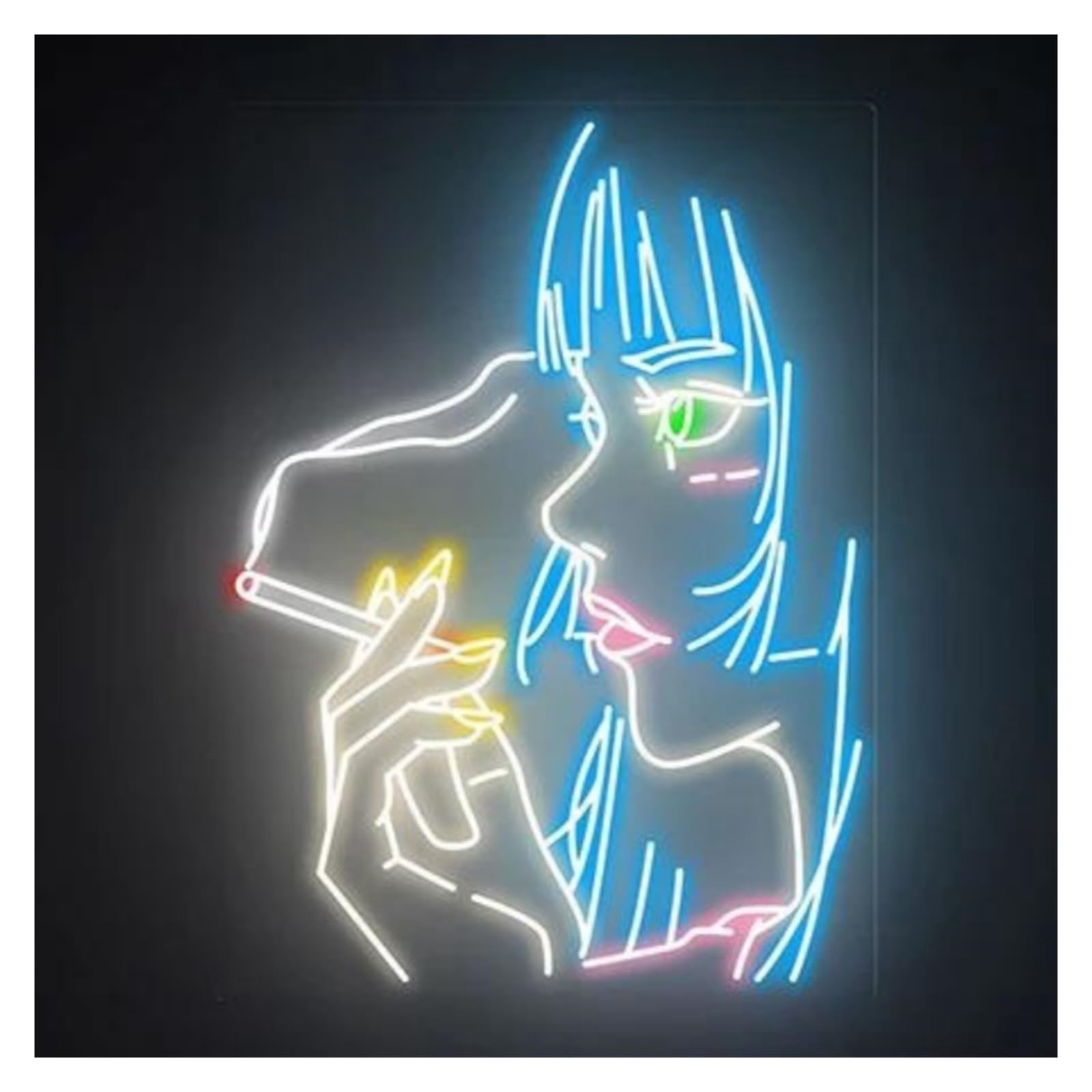 Lemst Girls A Signs Lamp Woman Face Neon Signs Usb Powered, Night Lamp Djustable Brightness Smoking Neon Lights For Wall Decor 60Cmx45cm(A)