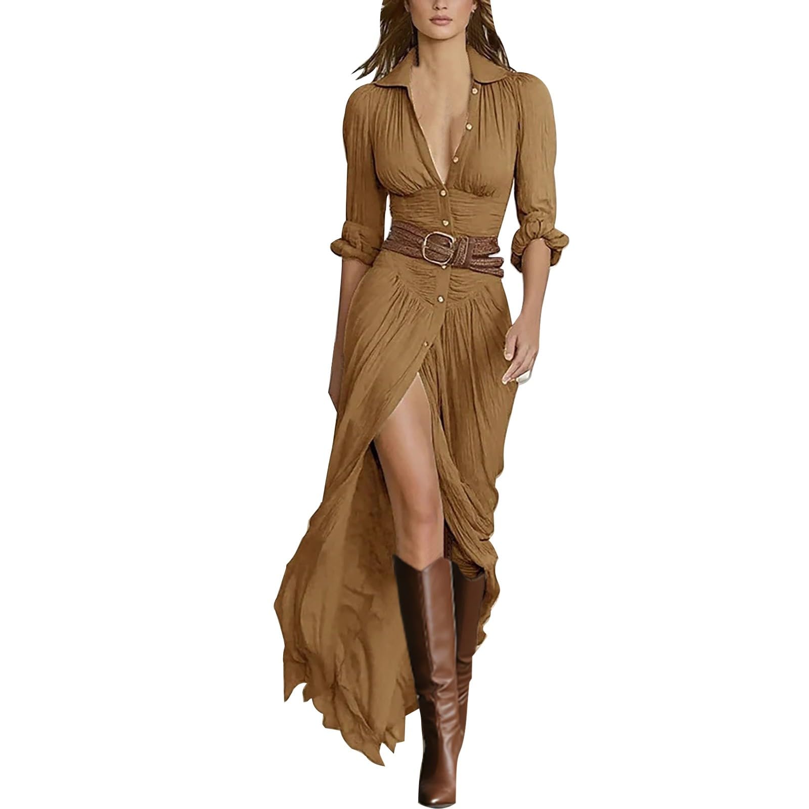70S Flares Fancy Dress Women Womens Retro Western Cowboy Outfits Long/Short/Sleeveless Sleeve Vintage Dresses Country Western Dress Women Concert Party Going Out Special Occasions Elegant Dress