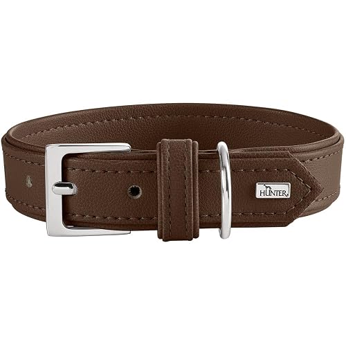 HUNTER Collar para Perro Amalfi, Color marrón Chocolate, Vegano, Piel sintética con Aspecto de napa, Suave