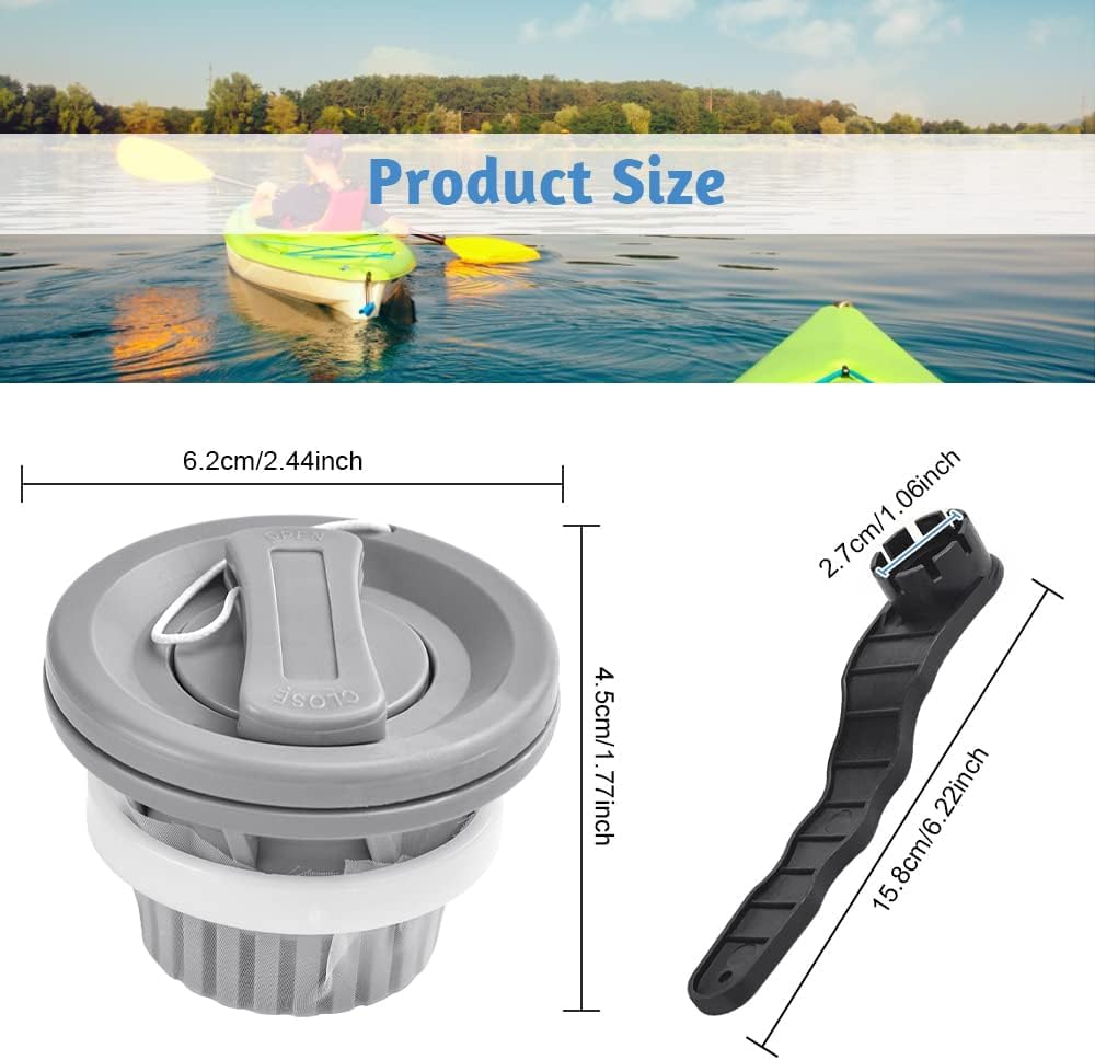 Tappi Aria universali a 6 scanalature Valvola Aria per Barca Kayak con Chiave, Tappo valvola Aria Gas a Doppia Tenuta Sostituzioni per gommone Zattera Gommone Kayak Canoa Zattere