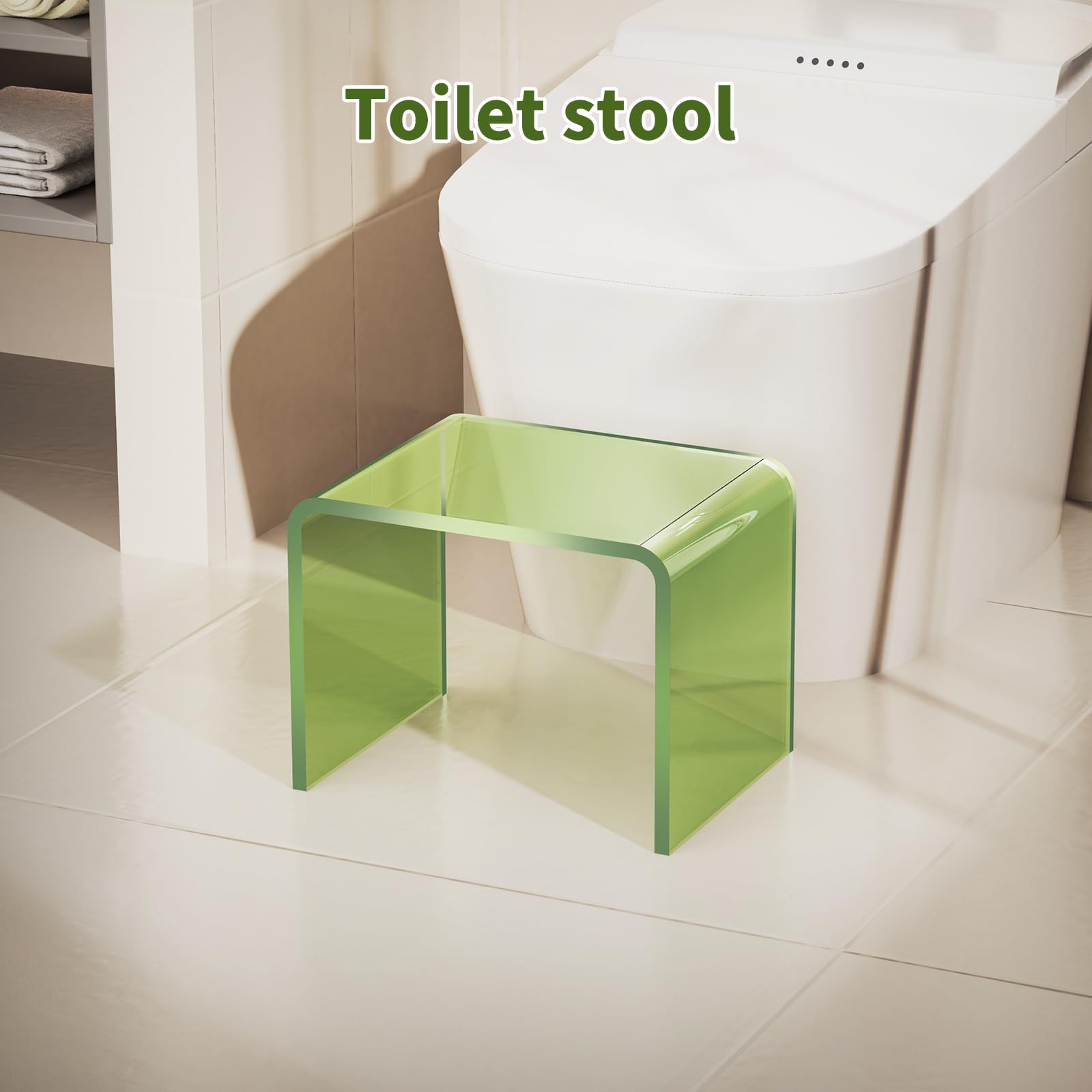 Sgabello in Acrilico Piccolo, Sgabello da Piedi in Acrilico Trasparente per Bagno, Camera da Letto e Cucina con Antiscivolo, Supporta fino a 113 kg (Trasparente, 32 cm x 22,9 cm × 24,9 cm