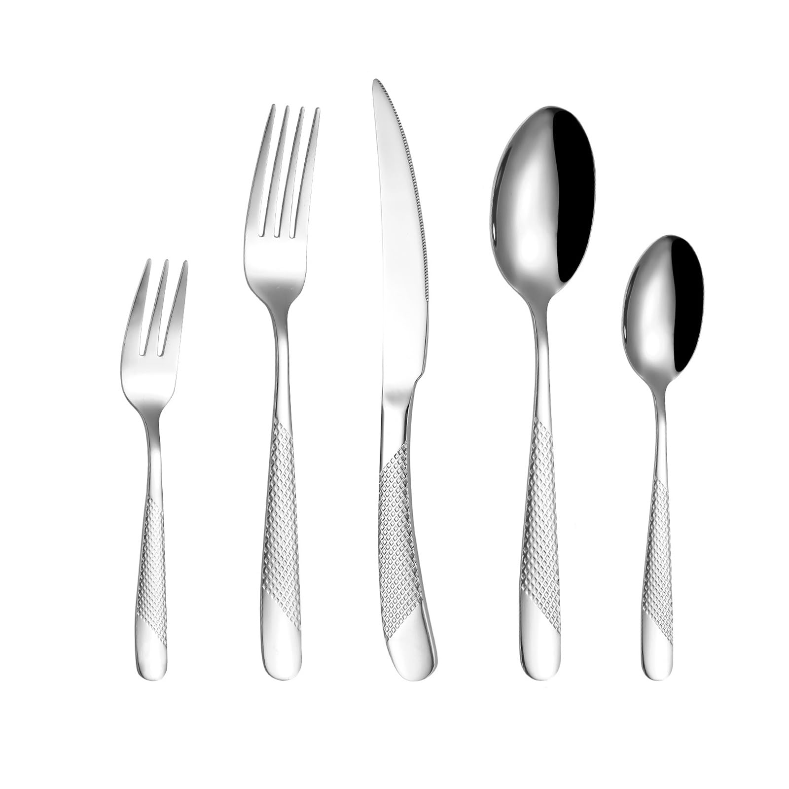 Genérico Juego De Cubiertos De Acero Inoxidable 18/8, 90 Piezas De Cubiertos Martillados, Aptos para Lavavajillas, Cubiertos De Banquete para 18 Personas (40pcs)