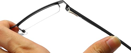 Miniatura 5 de B&amp;Q Paquete de 4 lentes de lectura con marco de metal para hombres con bisagra de resorte con lentes transparentes clásicas