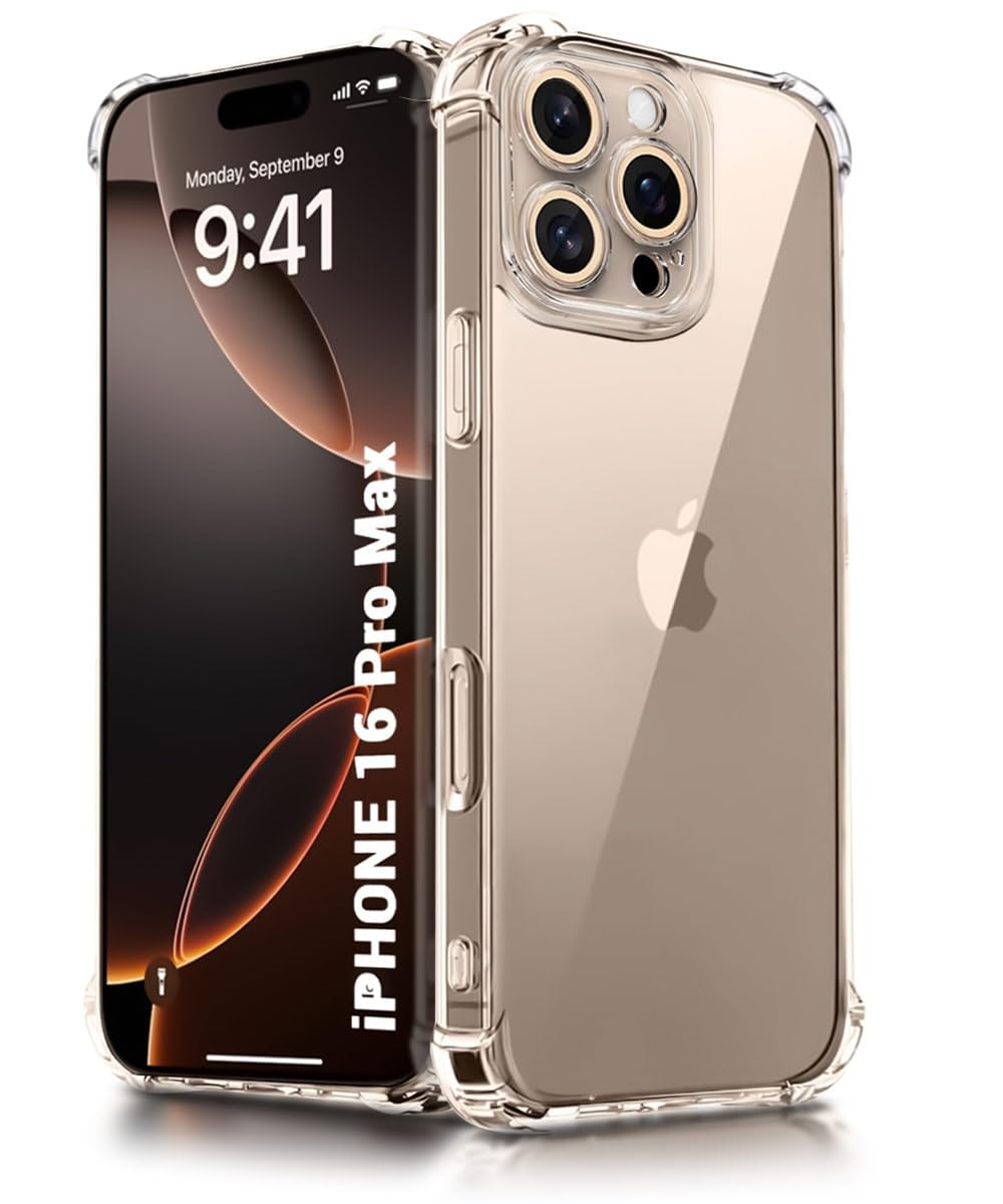 WOW IMAGINE Clear Back Cover Case for iPhone 16 Pro Max | Shockproof Soft TPU Case | Cushioned Edges for Ultimate Protection Back Cover Case – Transparent WOW IMAGINE Clear Back Cover Case for iPhone 16 Pro Max | Shockproof Soft TPU Case | Cushioned Edges for Ultimate Protection Back Cover Case – Transparent