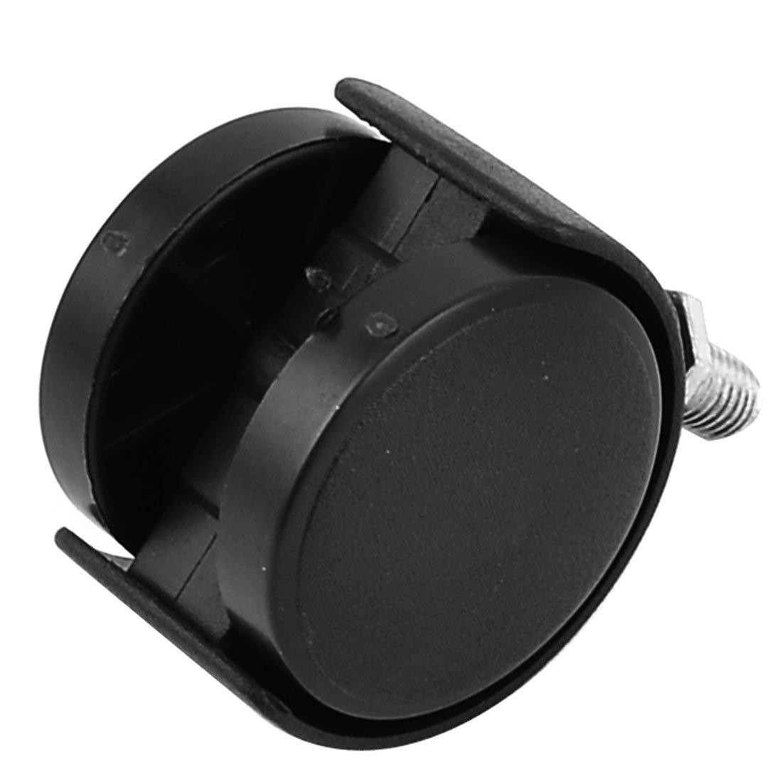 Aexit 2pcs M8 Casters Male Thread 40mm Dia Round Twin Wheel Rotary Swivel Caster Black for Luggage Case Plate Casters Trolley Carts