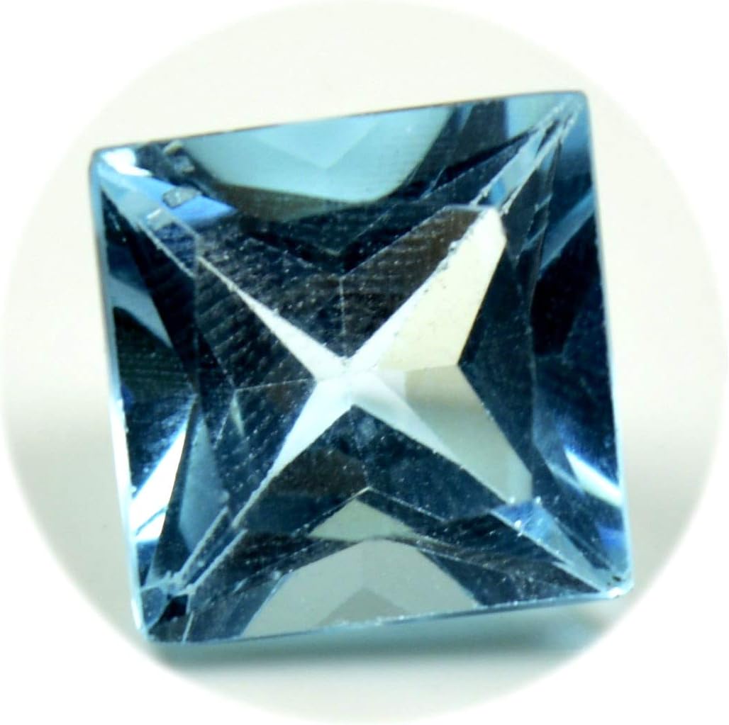 8X8 MM Real Blue Topaz Loose Gemstone Princess Cut Faceted Stone for Art and Craft Supply