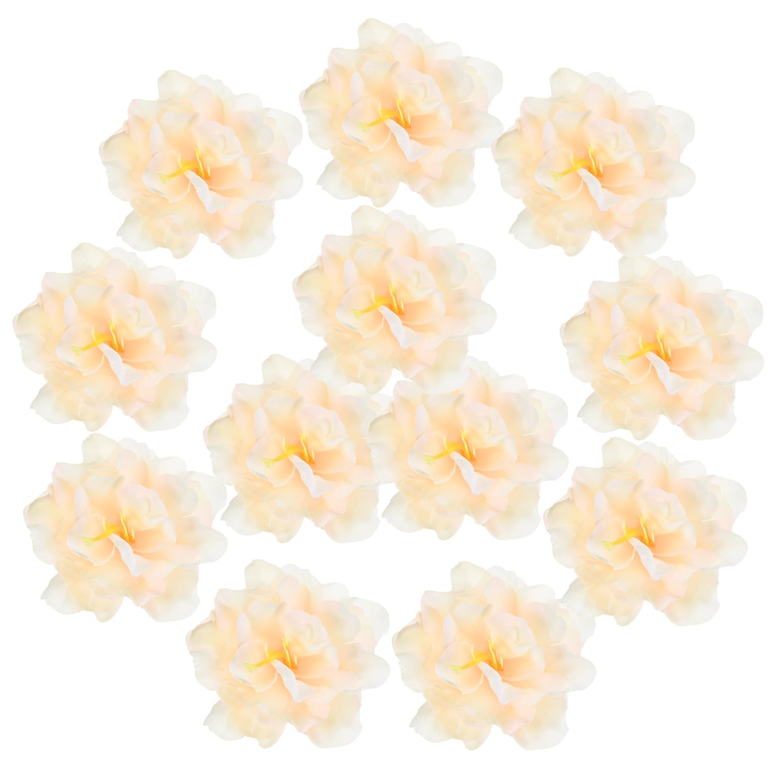 M METERXITY 12-Pack Artificial Flowers Bulk, 3.15Inch/80mm Fake Chrysanthemum Floral Silk Flowers for DIY Home Decorations/Wedding Bouquets/Garden Office Table Centerpieces[Champagne]