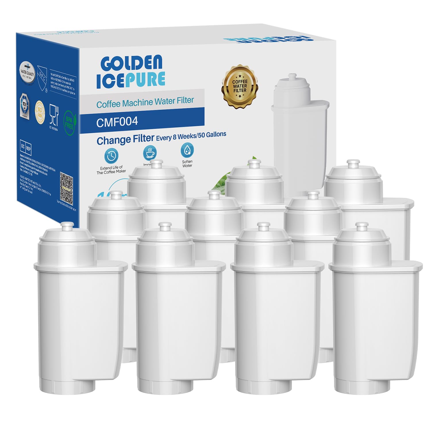 GOLDEN ICEPURE Wasserfilter Kaffeevollautomat für Siemens® Wasserfilter EQ Series, EQ3/EQ6/EQ9, EQ500, S700, Brita® Intenza 575491, Bosch® TCZ7003, TCZ7033, NSF-zertifizierter