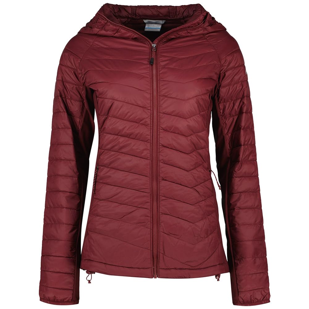 Columbia Women's Powder Pass 2 Hybrid Hooded Jacket, Hooded Puffer Jacket, Rich Wine, XL