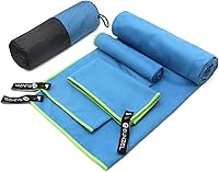EUNZEL Quick Dry Microfiber Camping Towel Set - 3 Sizes in 1 Pack for Travel, Beach, Gym, Yoga, Swimming - Super Absorbent & Fast Drying, Blue