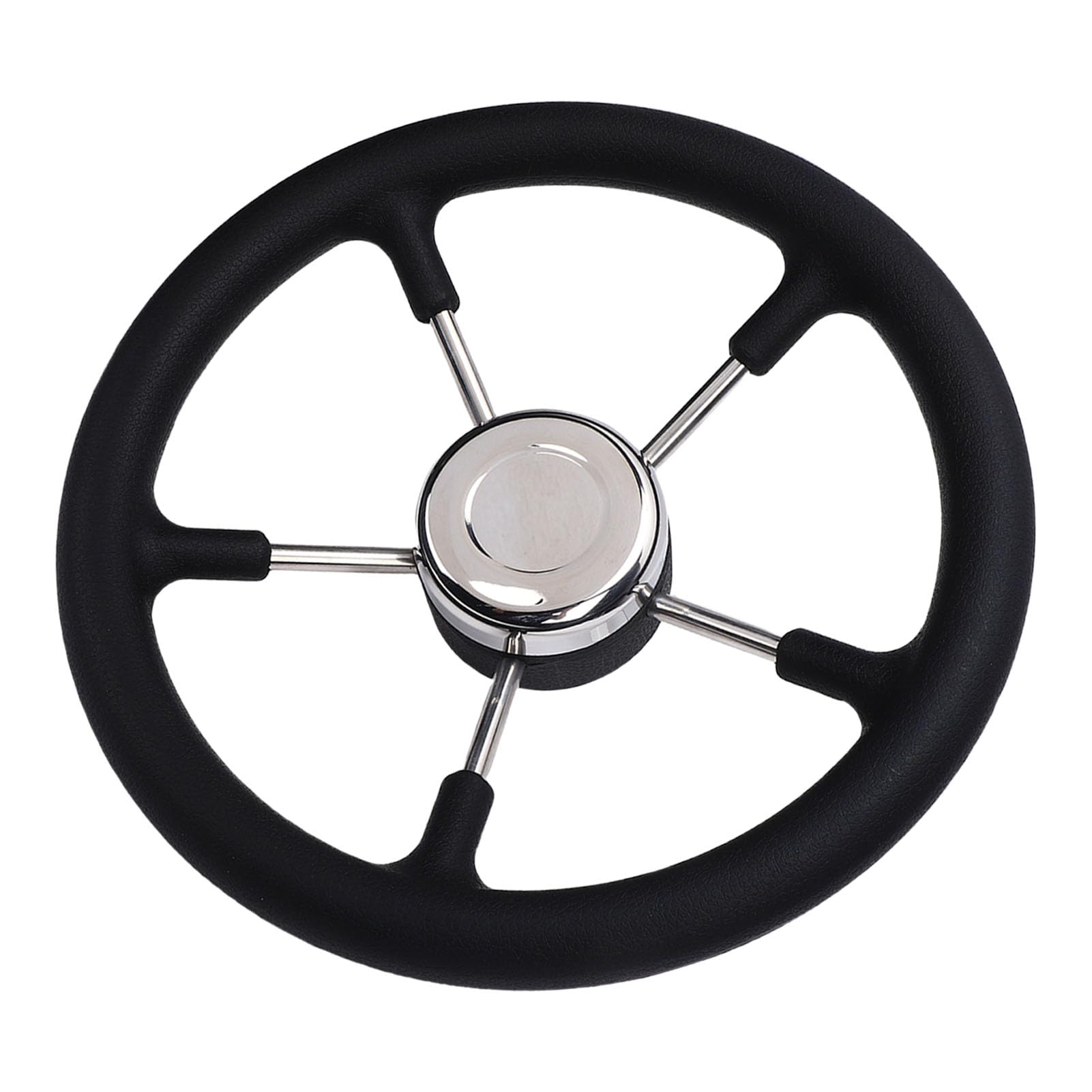 Dioche Volant de Bateau en Acier Inoxydable à 5 Rayons, 13 Pouces, avec Poignée Antidérapante en Mousse PU, pour Yacht, Hors-bord, Ponton