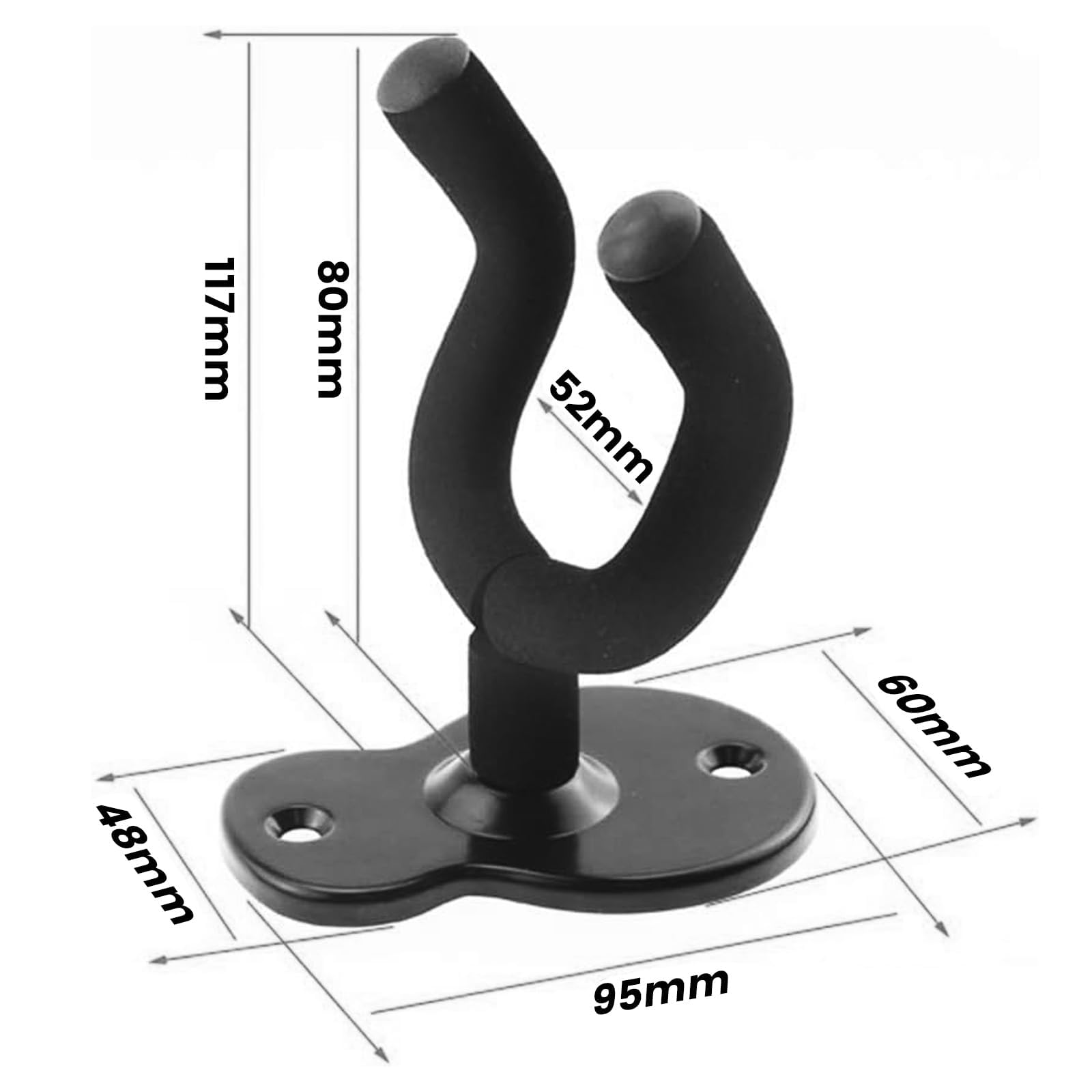 GUIGA 2PCS Supporto per Chitarra da Parete,Supporto per Gancio per Ukulele,Supporto da Parete per Chitarra, Porta Chitarra a Parete Bassi Elettrici Acustici e Ukulele, Nero Chiaro