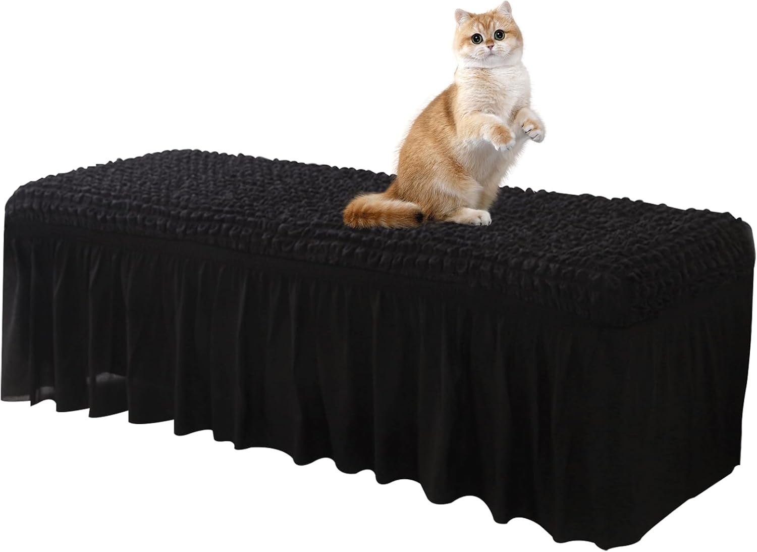 Dining Bench Cover 3D Seersucker Piano Bench Cushion Cover, Dining Chair Covers Bed Bench Furniture Protector