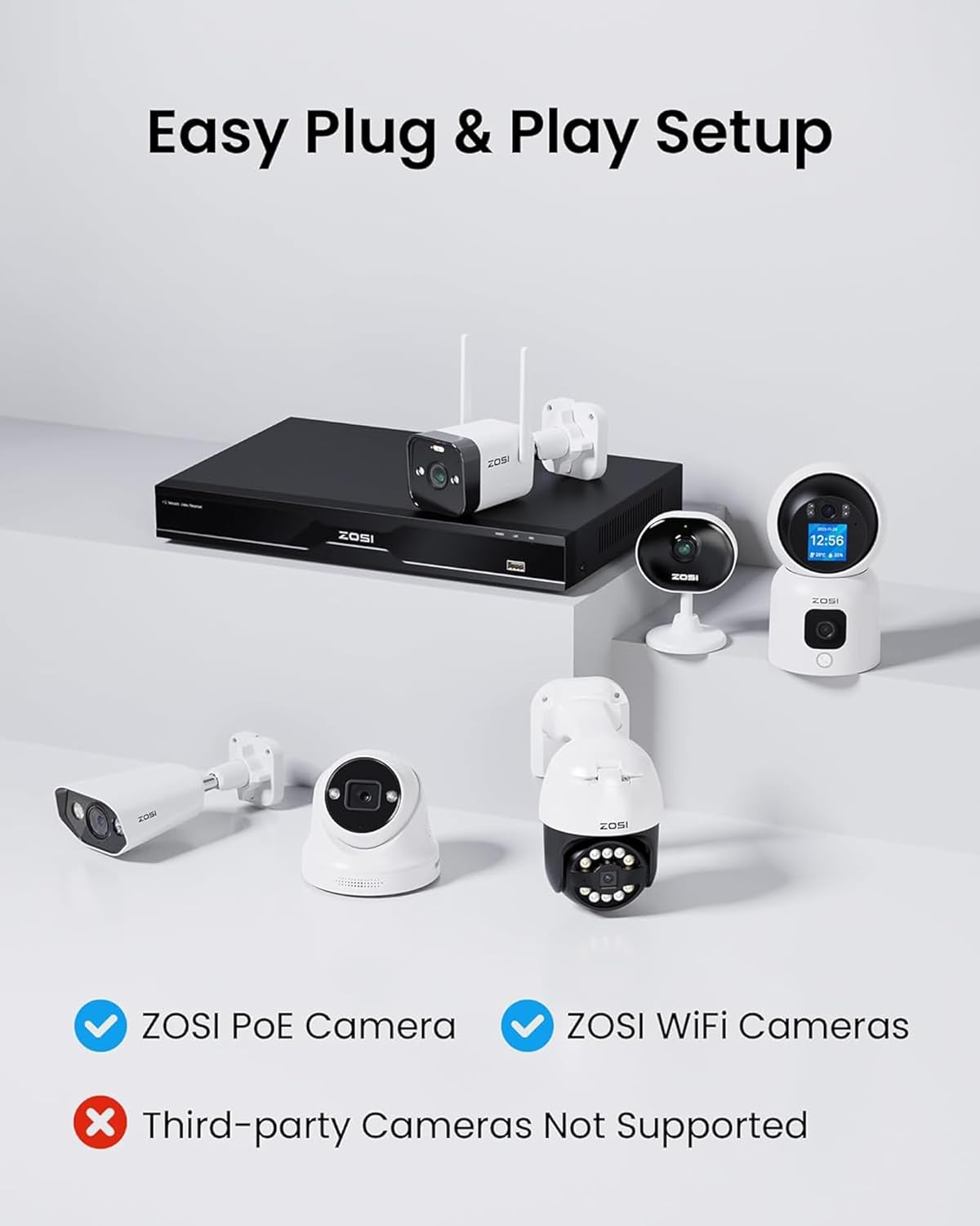 ZOSI 32CH Network Video Recorder for Security Camera System, 32 Channel Surveillance NVR Work with 4K/5MP/4MP/3MP HD ZOSI PoE/WiFi Cameras,2 HDD Bays, 4TB HDD Included, No PoE Port