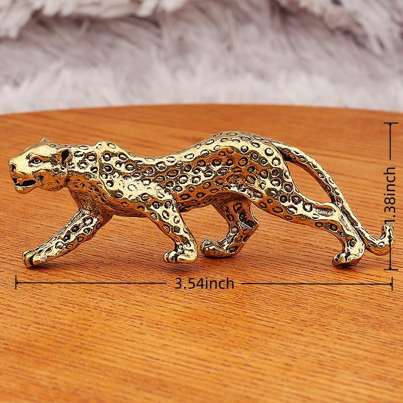 Estatua Leopardo Decorativa de Latón Dorado miniatura 2