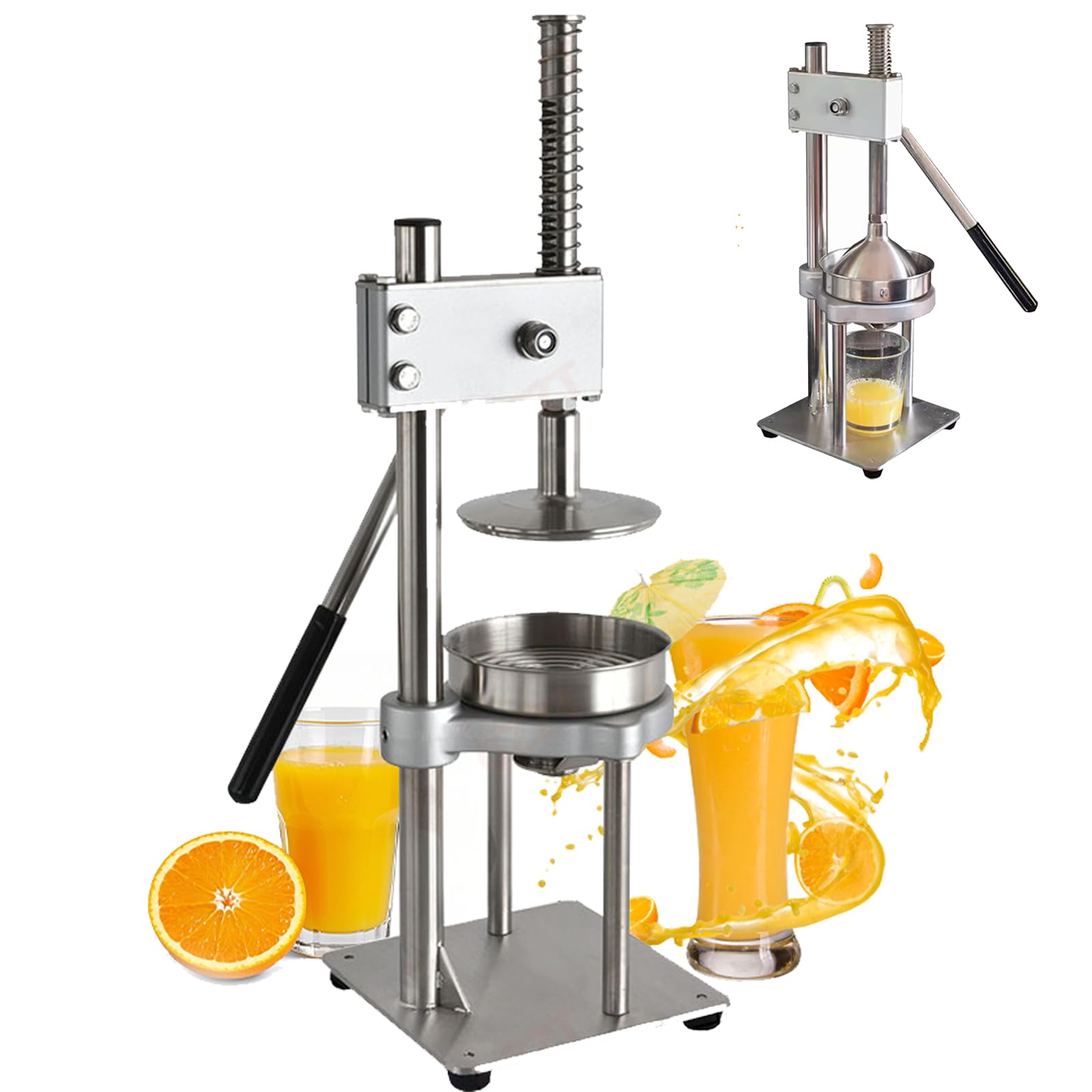 Exprimidor manual de acero inoxidable: prensa de frutas robusta con doble cabezal