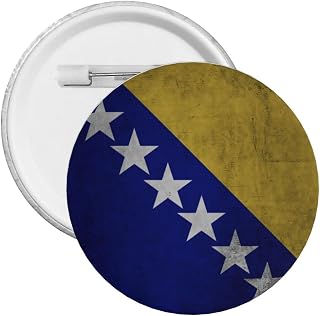 Bosnia Bosnian Flag. Pin Round Pins Brooches, Button Badges Decor For Backpacks And Shirts