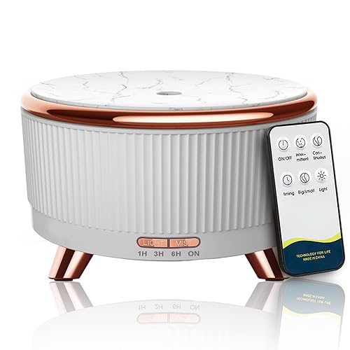 Diffusers for Essential Oils Large Room, 500ml Aromatherapy Diffuser Cool Mist Humidifier with Remote Control,7 Colors Lights & 3 Mist Mode Waterless Auto Off for Women Office Home White 1 - White