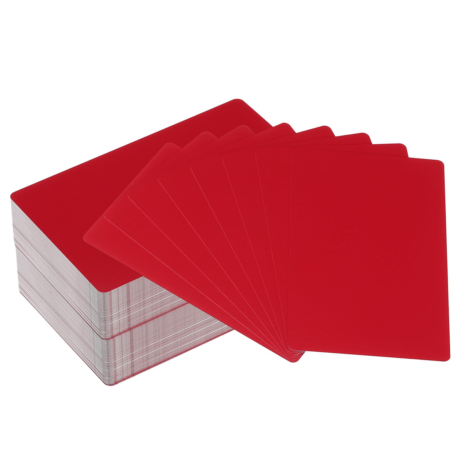 PATIKIL 300 Pack Metal Business Cards Blank, 0.21mm Thick 3.4x2.1 Inch Aluminum Laser Engrave Printable Name Card for Custom DIY Red