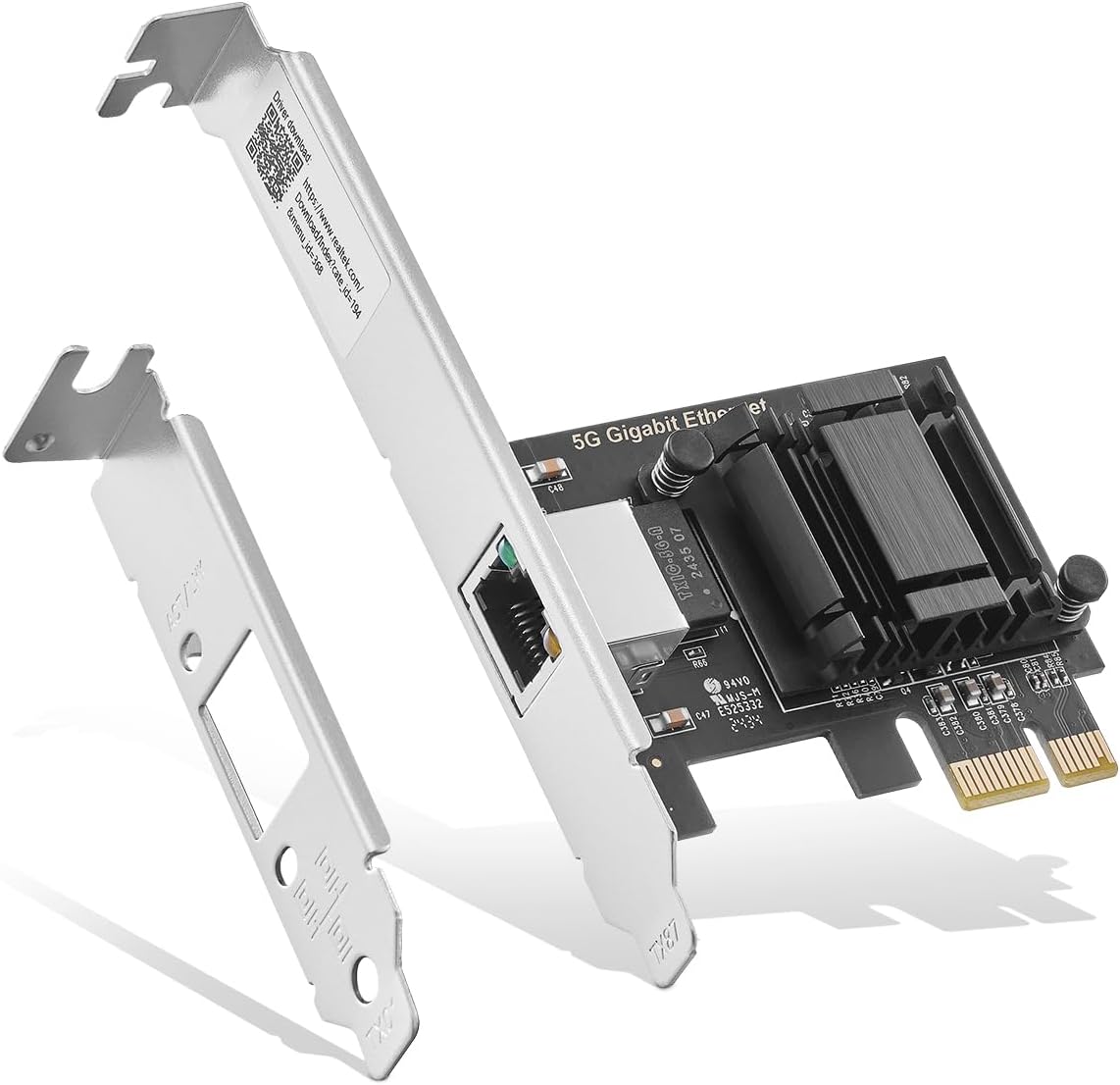 5G PCIe Network Adapter, RTL8126 5G/2.5G/1G/100Mbps Binardat Ethernet Card RJ45 LAN Controller with Low Profile, Support PXE for Windows 11/10, Linux