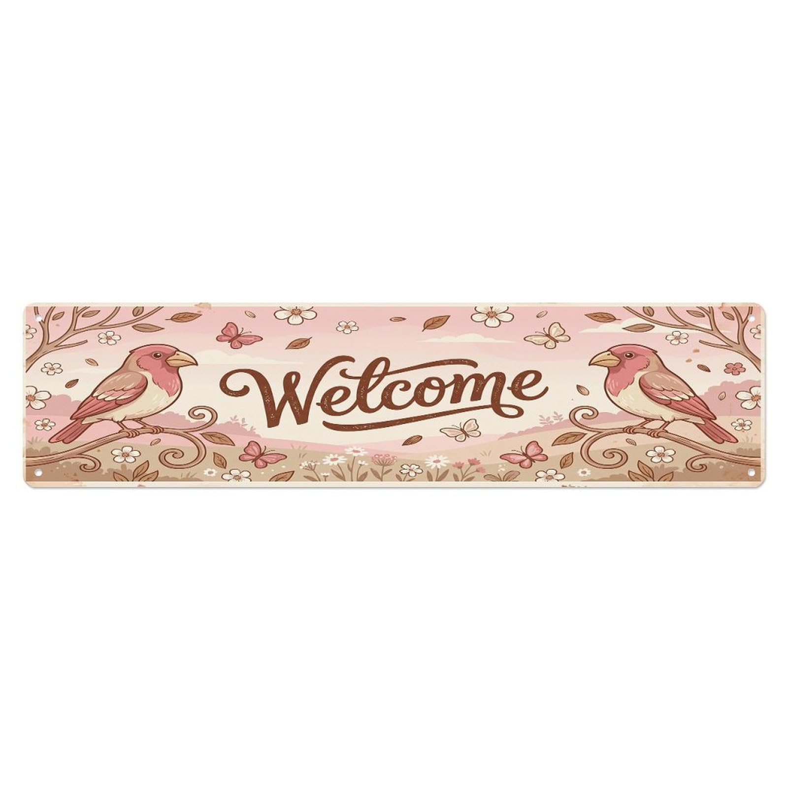 Cxhjca 4X16inch(10X40cm) Vintage Welcome Grosbeak Garden Metal Tin Sign