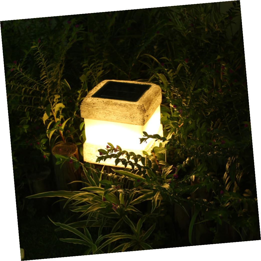 jojofuny Solar Steinleuchte Außen Solarleuchte Gartendeko Quadratisch Kunststoff Solarbetrieben für Terrasse Hof Rasen