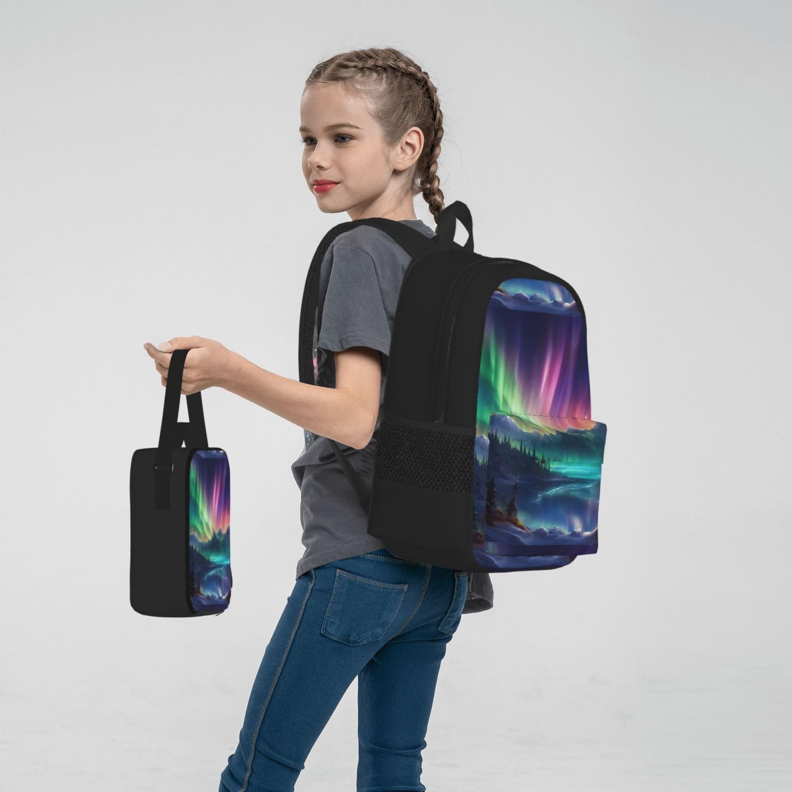 Zaino, borsa portapranzo, astuccio, set da 3 pezzi, per lavoro e